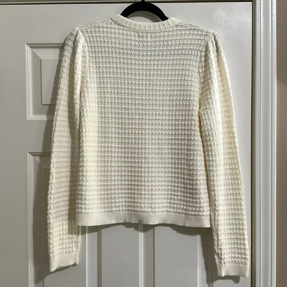 J.Crew Factory Textured Cardigan Sweater in Ivory - Picture 4 of 4